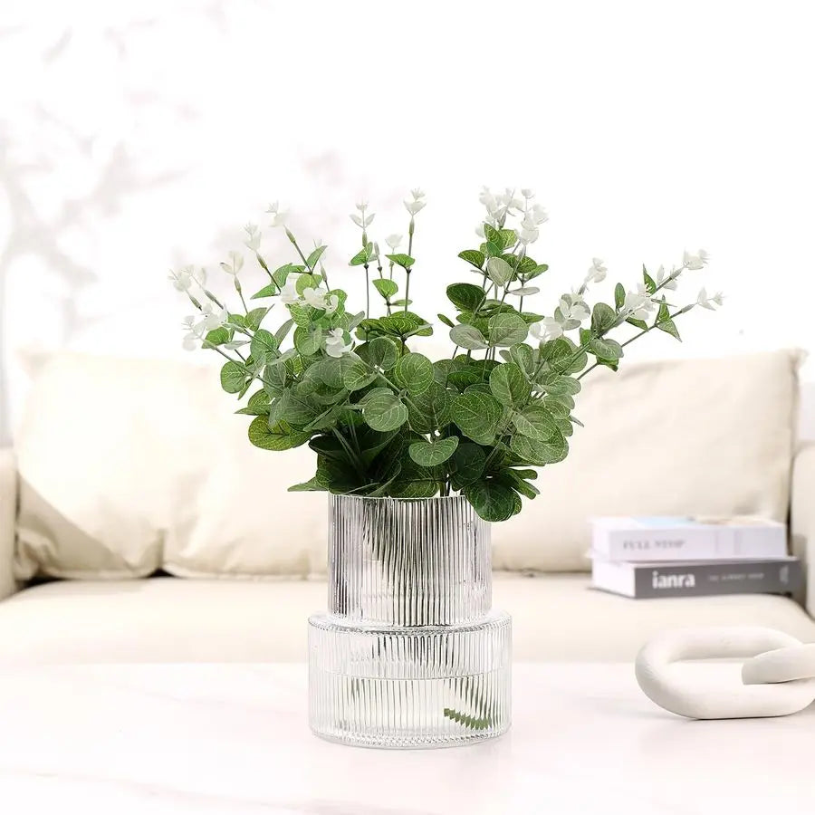 Glass Vase, Flower Vase, Fluted Clear Vases for Flowers, Modern Vases for Living Room, Dining Table, Entryway, Shelf, Wedding, O