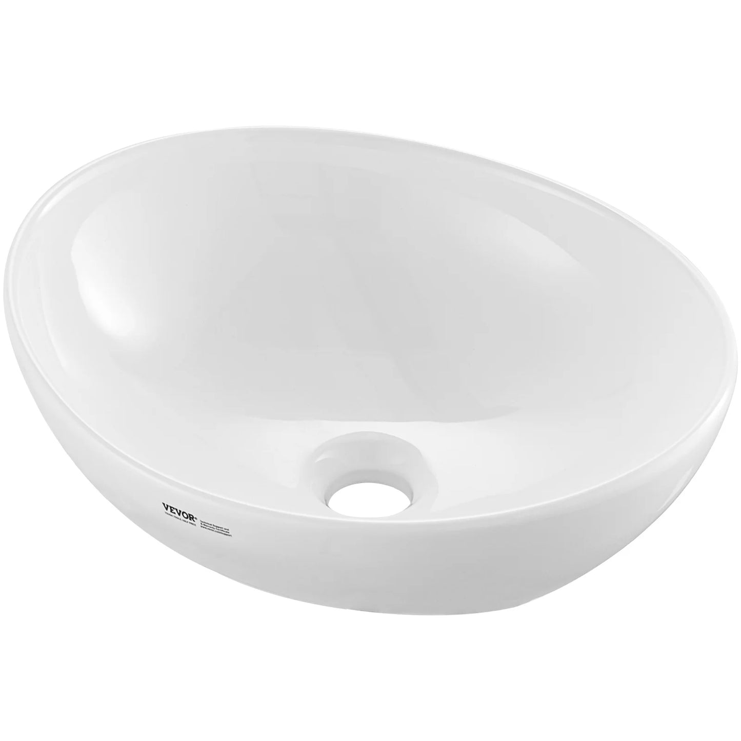 SucceBuy Oval Vessel Sink Vessel Sink Bowl Countertop White Ceramic Bathroom Sinks Above Counter for Bathroom Hotel and RV