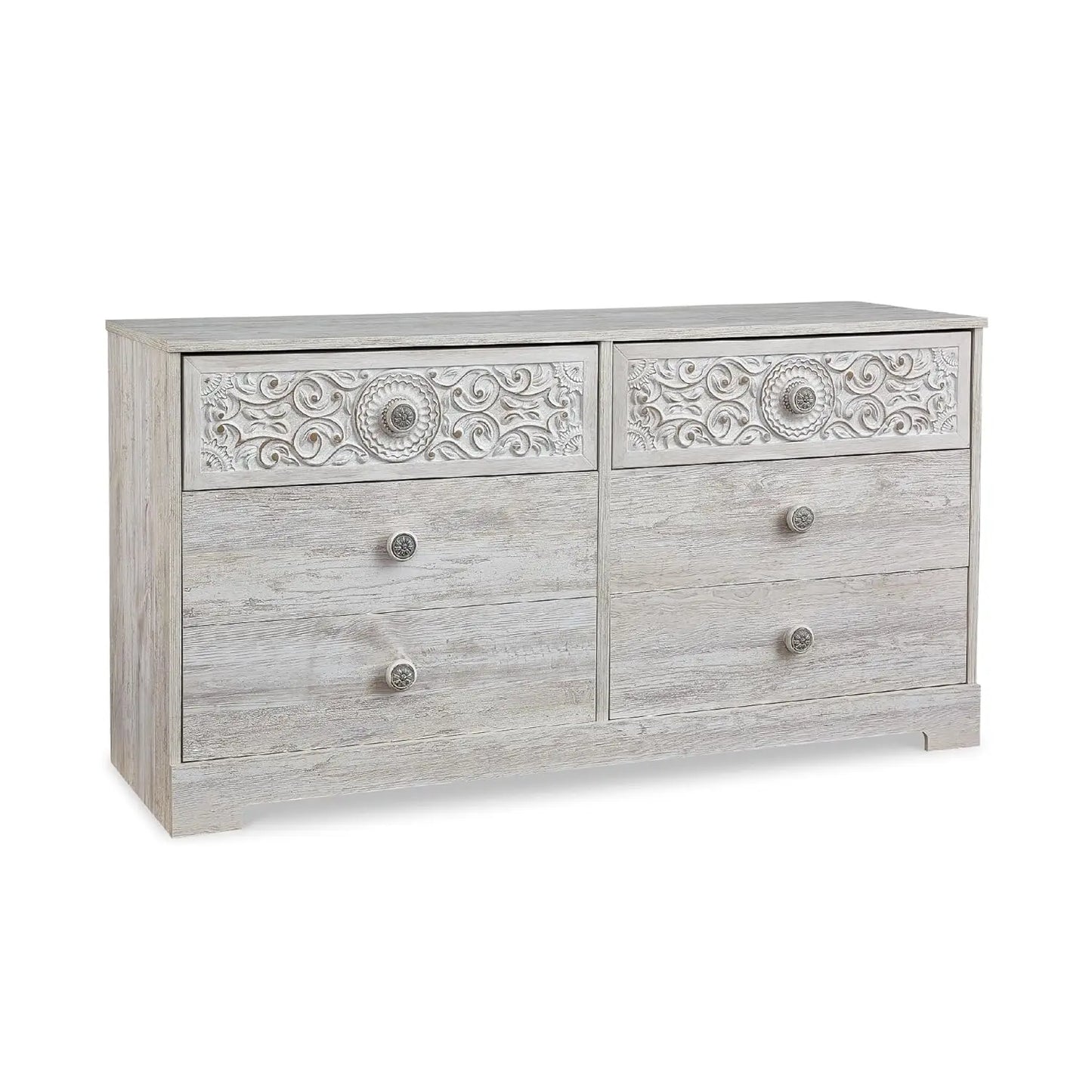 6 Drawer Double Dresser Wood Chest Storage Bedroom Furniture Whitewash Finish, Custom