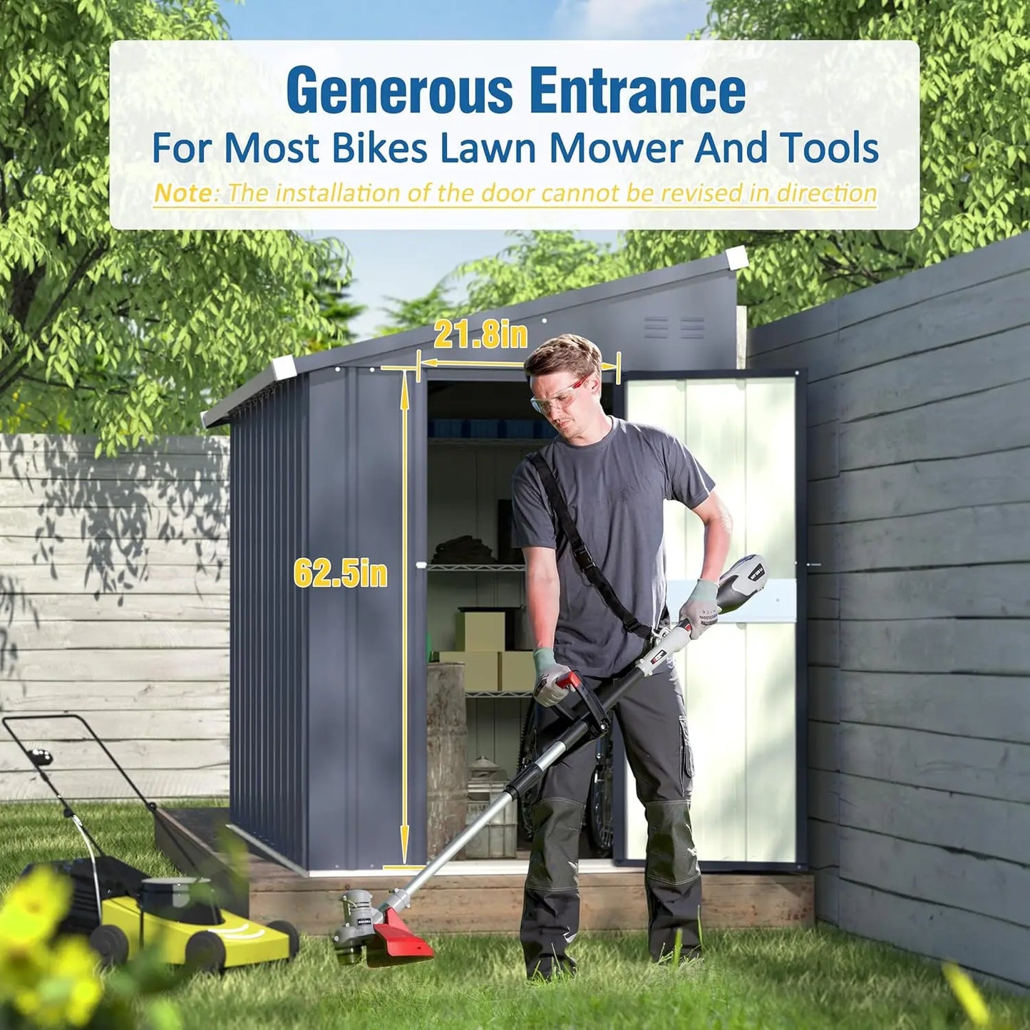 Outdoor Storage Shed 4x6 FT, Garden Tool Shed, Metal Lean-to Shed Kit for Backyard Lawn with Lockable Door and, Customized