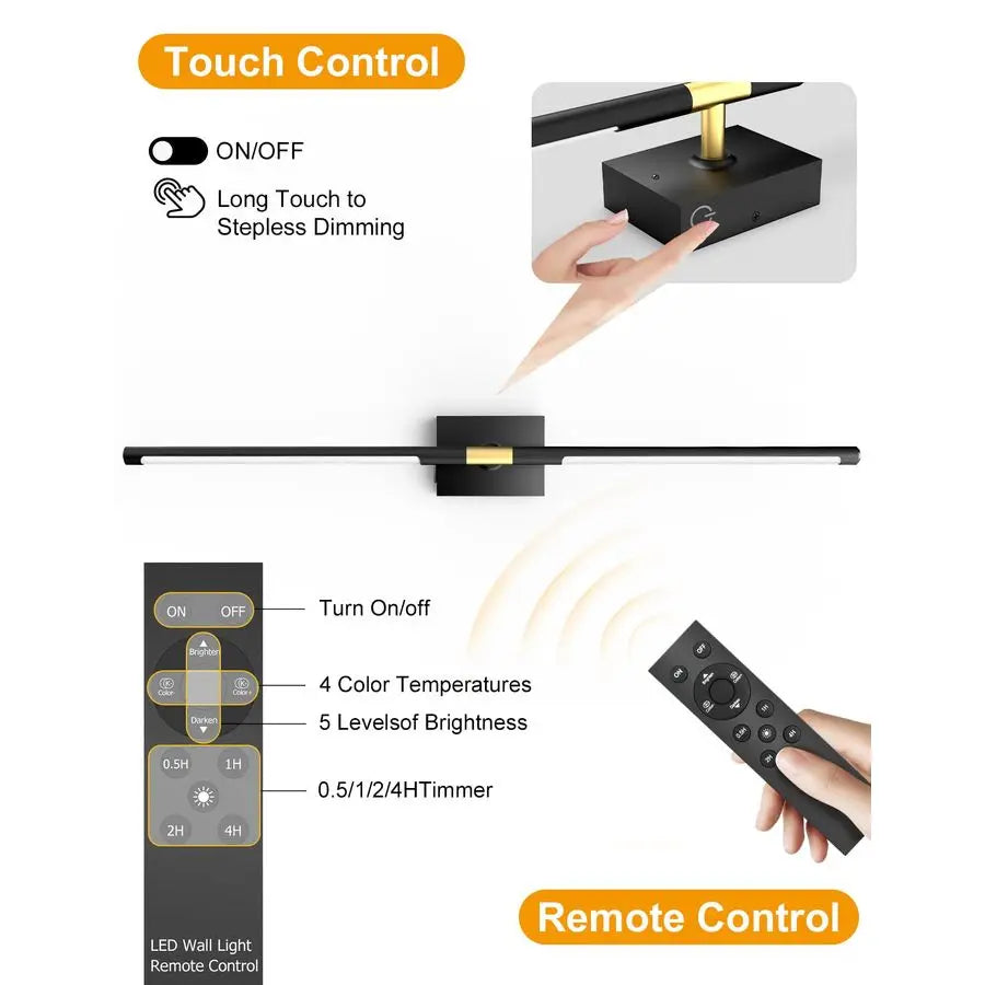 Operated Wall Sconces Set of 2, 10000mAh Rechargeable Wall Lights with Remote, 360 Rotate 3000K6000K LED Wireless Wall Light Fix