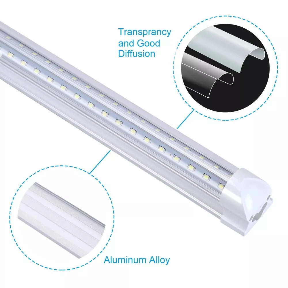 12 Pack, 8FT Led Shop Light, 100W 6000K Clear White,Led Shop Light 8FT 110V Linkable Integrated V-Shape for Shop, Garage,