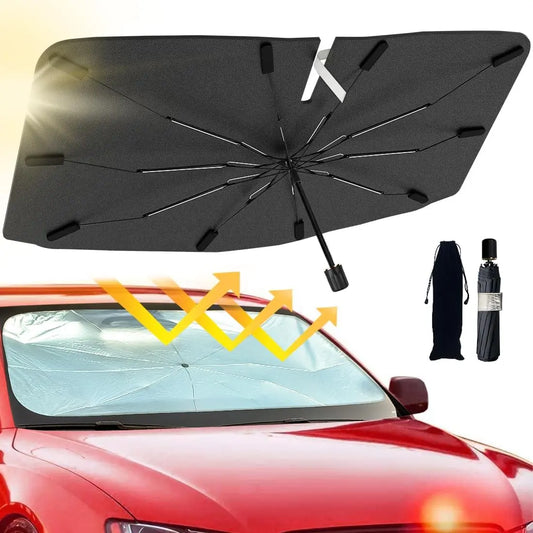 Foldable Car Sun Shade Umbrella, UV Block Windshield Cover for Heat Insulation, Large 57"x33" for Cars Trucks SUVs