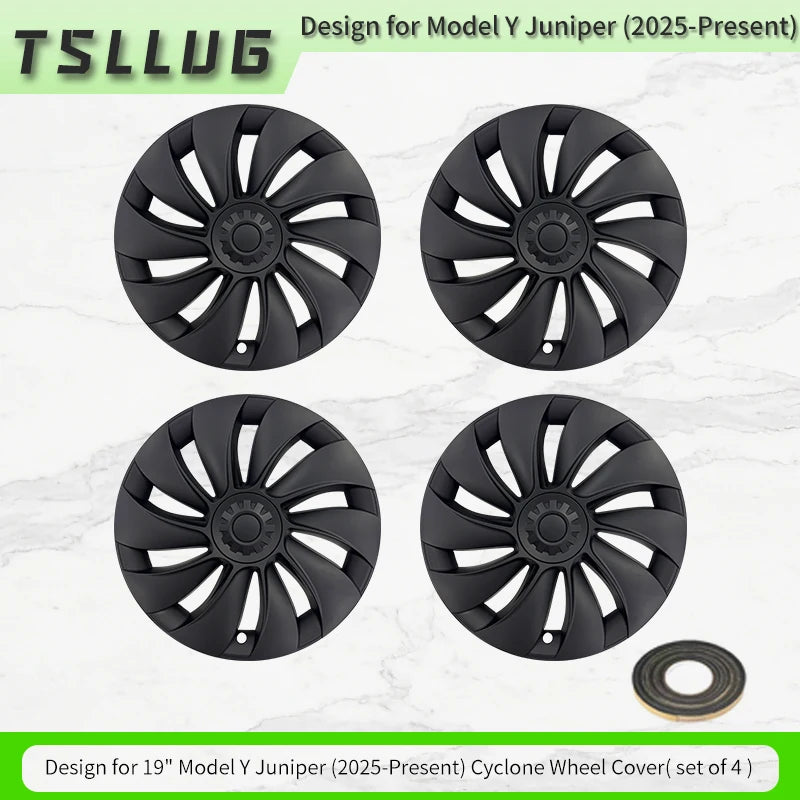 TSLLUG 4PCS 19-Inch Cyclone Style Hubcap for Tesla Model Y Juniper 2025-2026 Automobile Hubcap Full Rim Cover Accessories