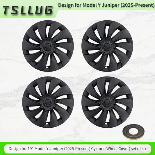 TSLLUG 4PCS 19-Inch Cyclone Style Hubcap for Tesla Model Y Juniper 2025-2026 Automobile Hubcap Full Rim Cover Accessories