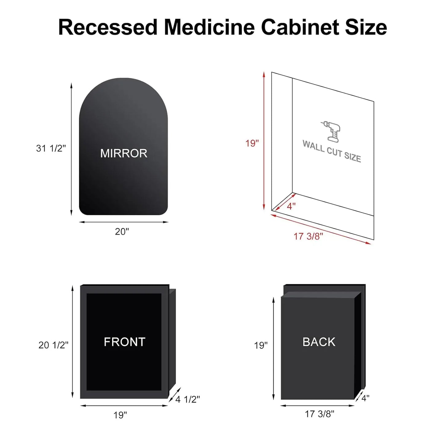 Recessed Medicine Cabinet with Lights,Brushed Gold Arched Medicine Cabinet with Mirror for Bathroom,3-Color Lighted, Customized
