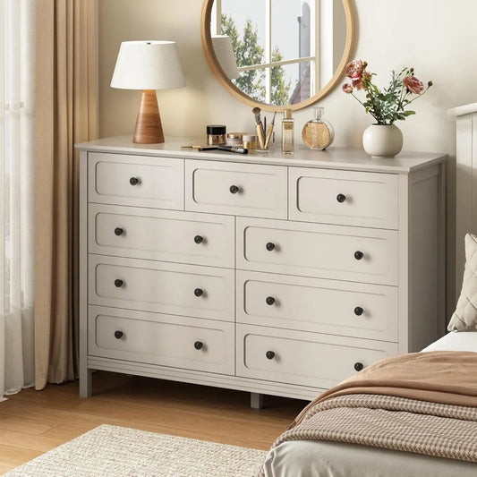 9-Drawer Dresser with Metal Handles Deep Drawers Large Wood Chest Bedroom Living Room Hallway, Custom