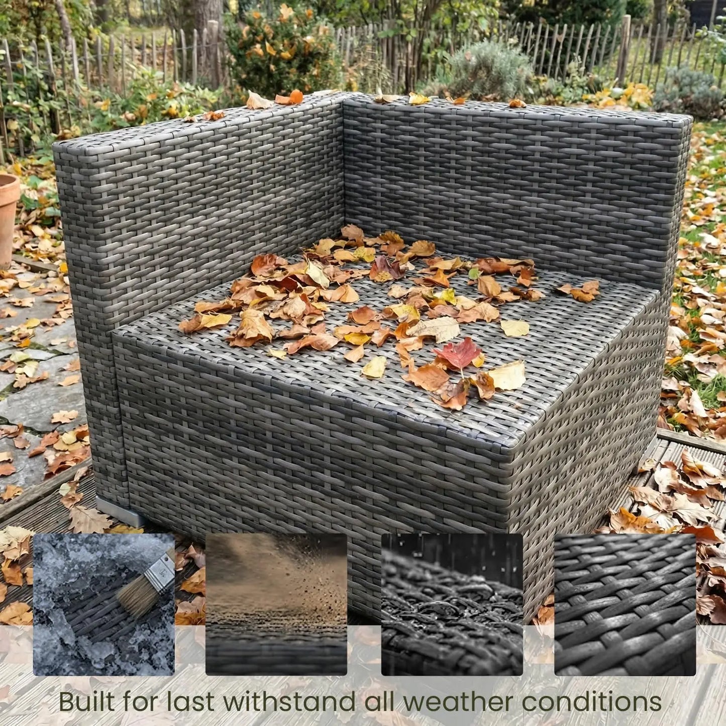 8 Piece Patio Furniture Set with Fire Pit Table, Outdoor Conversation Sets Wicker Rattan Sectional Sofa with Coffee, Custom