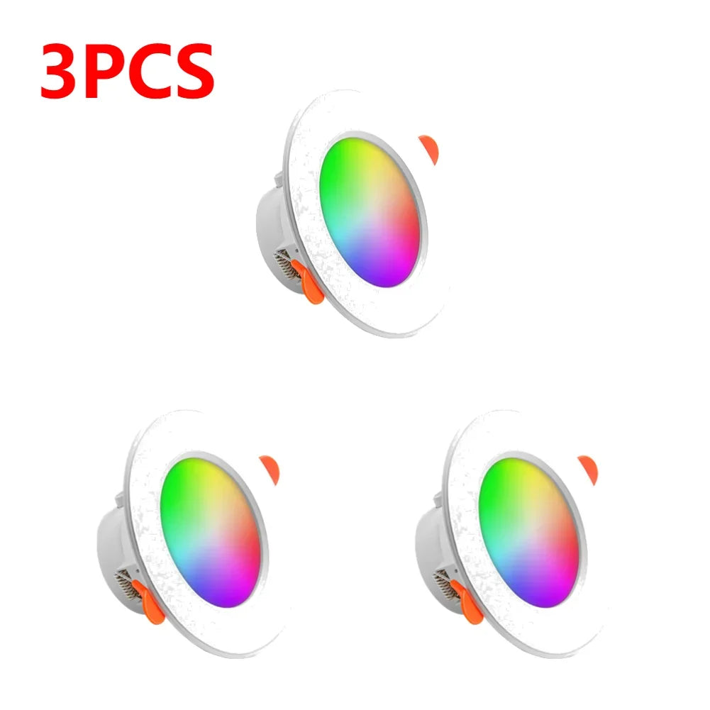 1-10PCS 10W Smart LED Downlight Bluetooth Ceiling Lamp RGB Lamp APP Remote Control Color Changing Light for Google Alexa Home
