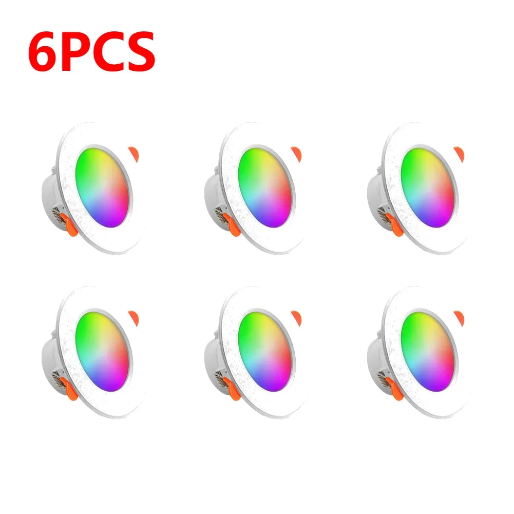 1-10PCS 10W Smart LED Downlight Bluetooth Ceiling Lamp RGB Lamp APP Remote Control Color Changing Light for Google Alexa Home