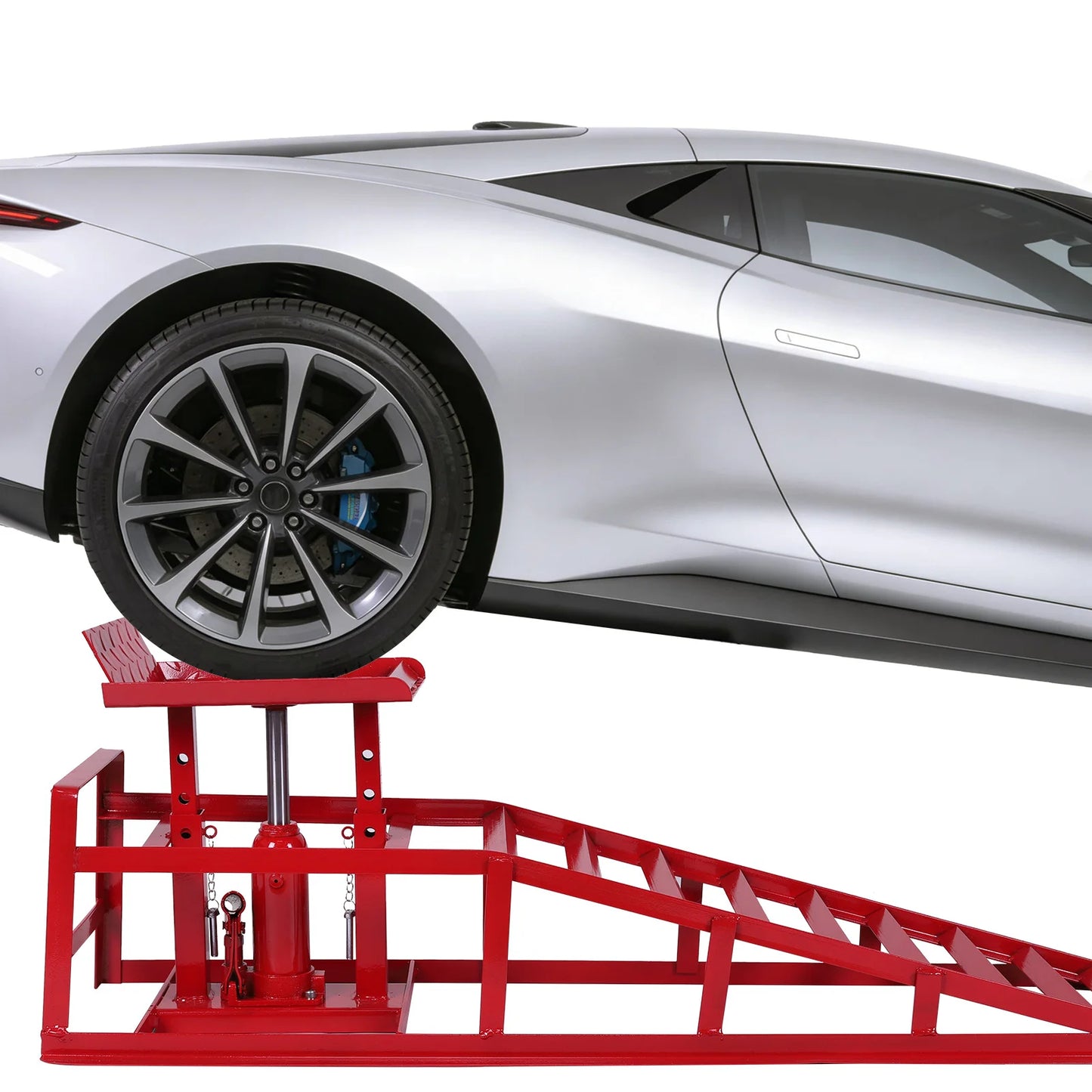2Pcs Hydraulic Vehicle Repair Ramp 5 Ton Capacity Portable & Adjustable Car Ramp for Routine Tire Replacement