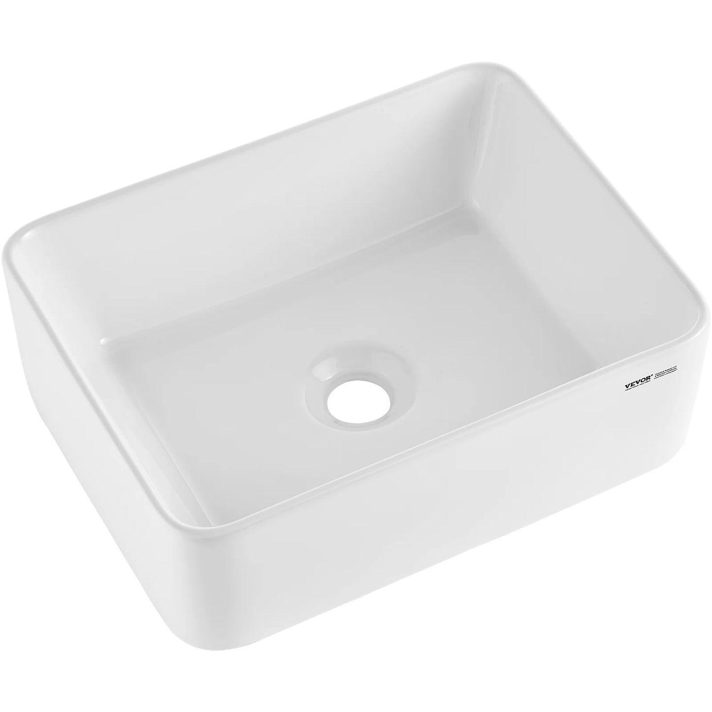 SucceBuy Rectangle Vessel Sink Bathroom Vessel Sink Countertop White Ceramic Bathroom Sinks Above Counter for Bathroom/Toilet