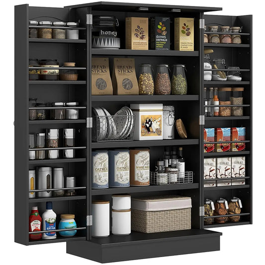 41" Kitchen Pantry Storage Cabinet, Freestanding Kitchen Cabinet with 12 Door Shelves, Double Doors, 5-Tier, Customized