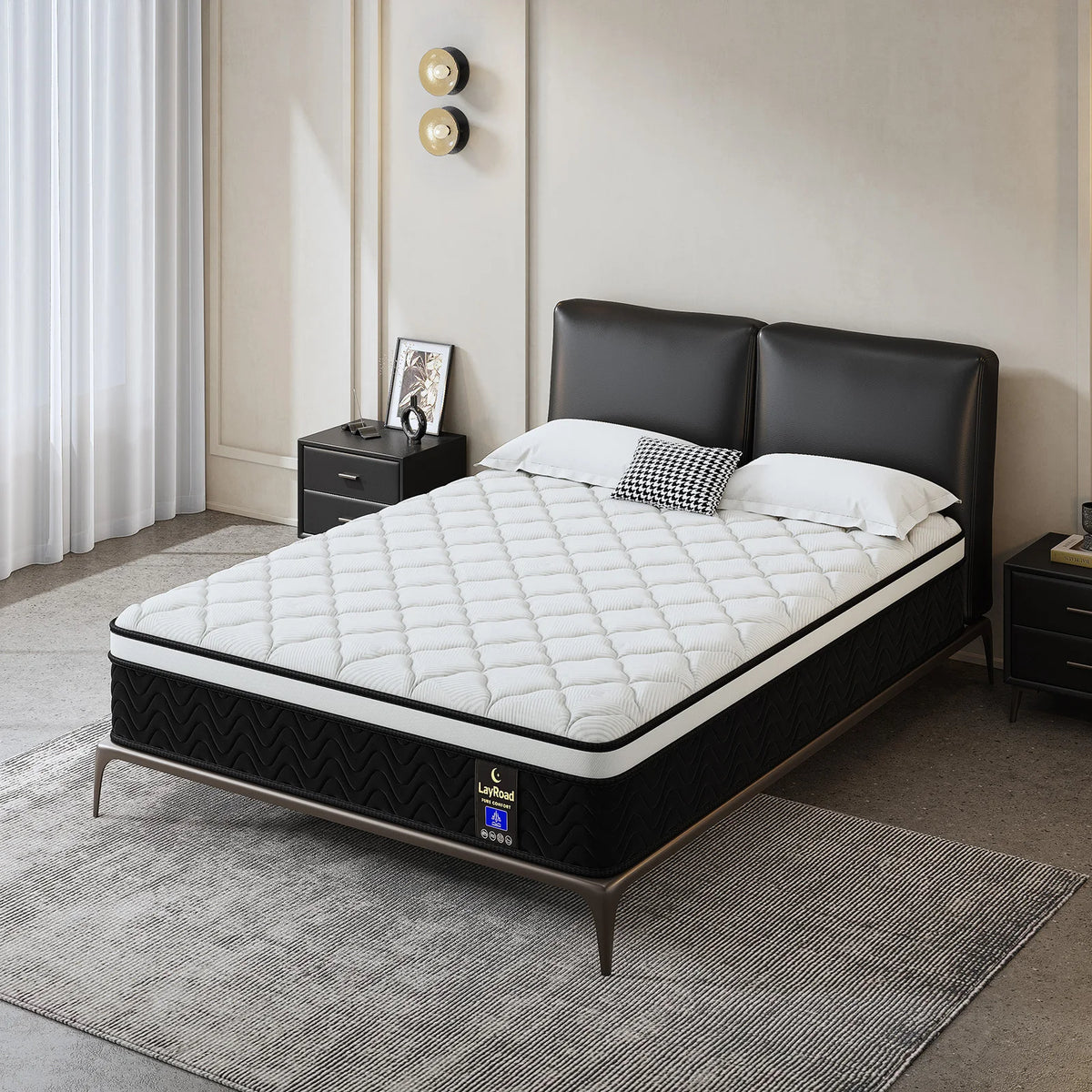 12 Inch Gel Memory Foam Hybrid Mattress,Twin Full Quenn King Individual Pocket Coil Innerspring Mattress for Pressure Relief & Motion Isolation, Medium Firm Mattress for Bedroom, CertiPUR‑US Certified