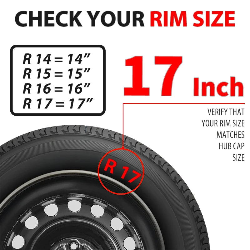 Sports Caps Rim 17 Wheel Covers Plastic Hubcaps for 17 Inches Automobile Vehicle Full Coverage Wheel Cap Replacement Accessories
