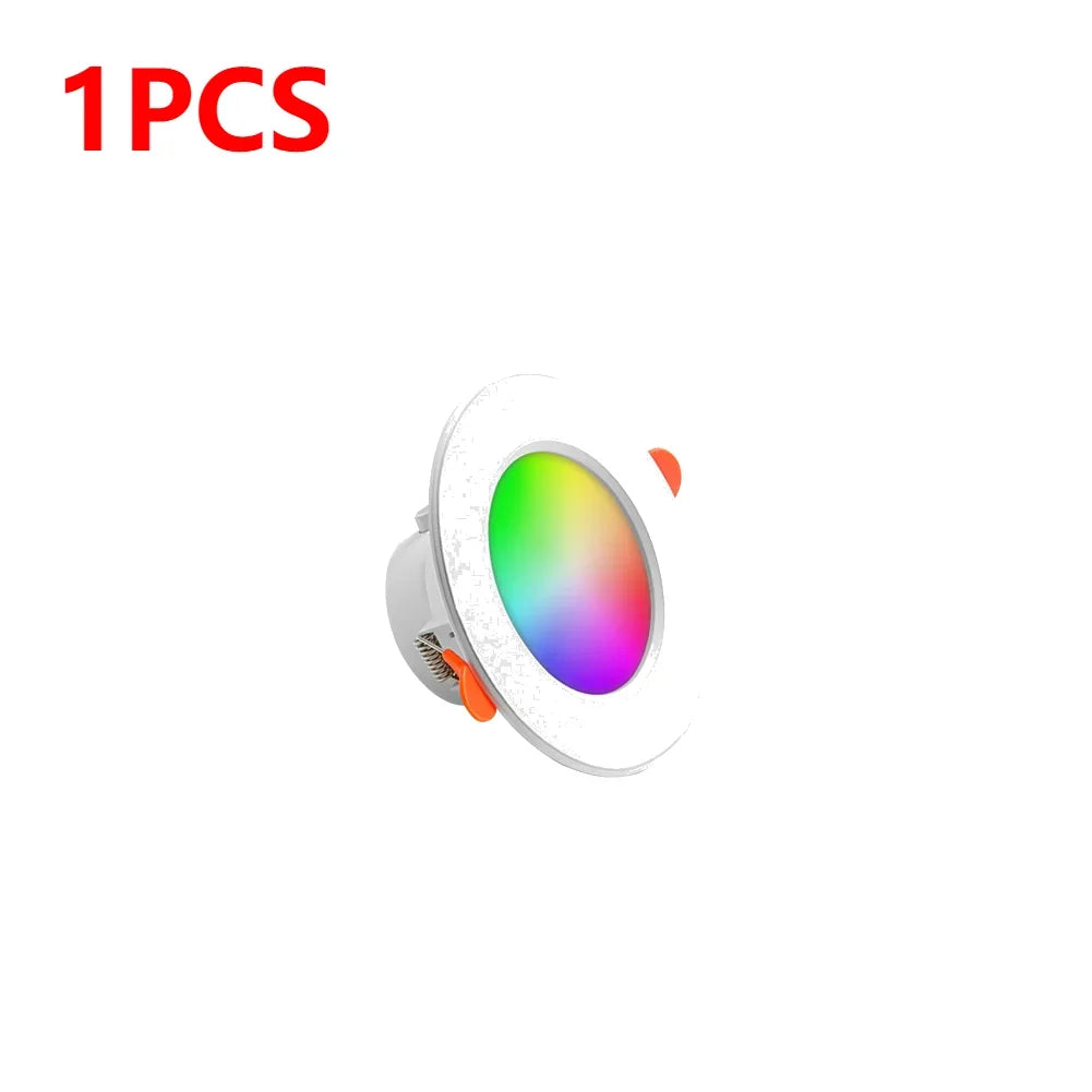 1-10PCS 10W Smart LED Downlight Bluetooth Ceiling Lamp RGB Lamp APP Remote Control Color Changing Light for Google Alexa Home