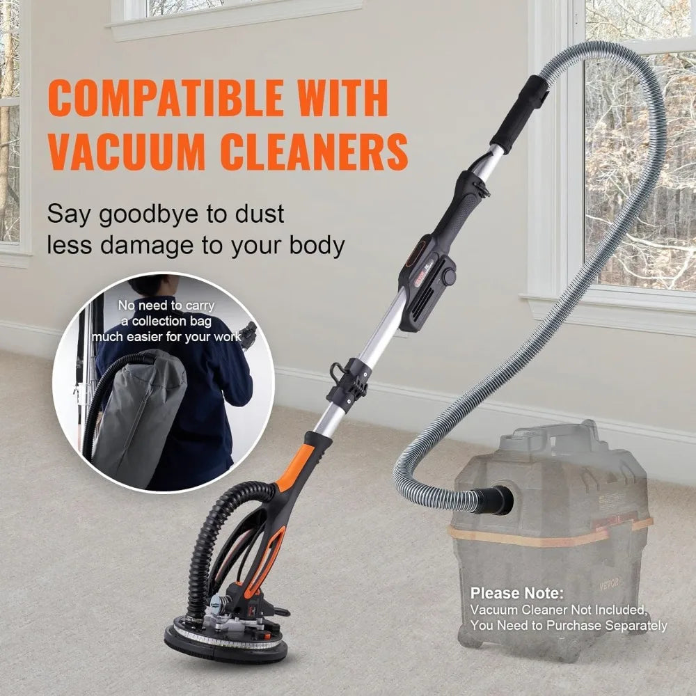 Electric Drywall Sander, 800W Brushless Motor, Variable Speed 1000-2300 RPM, Foldable with LED Lights and Extendable Handle