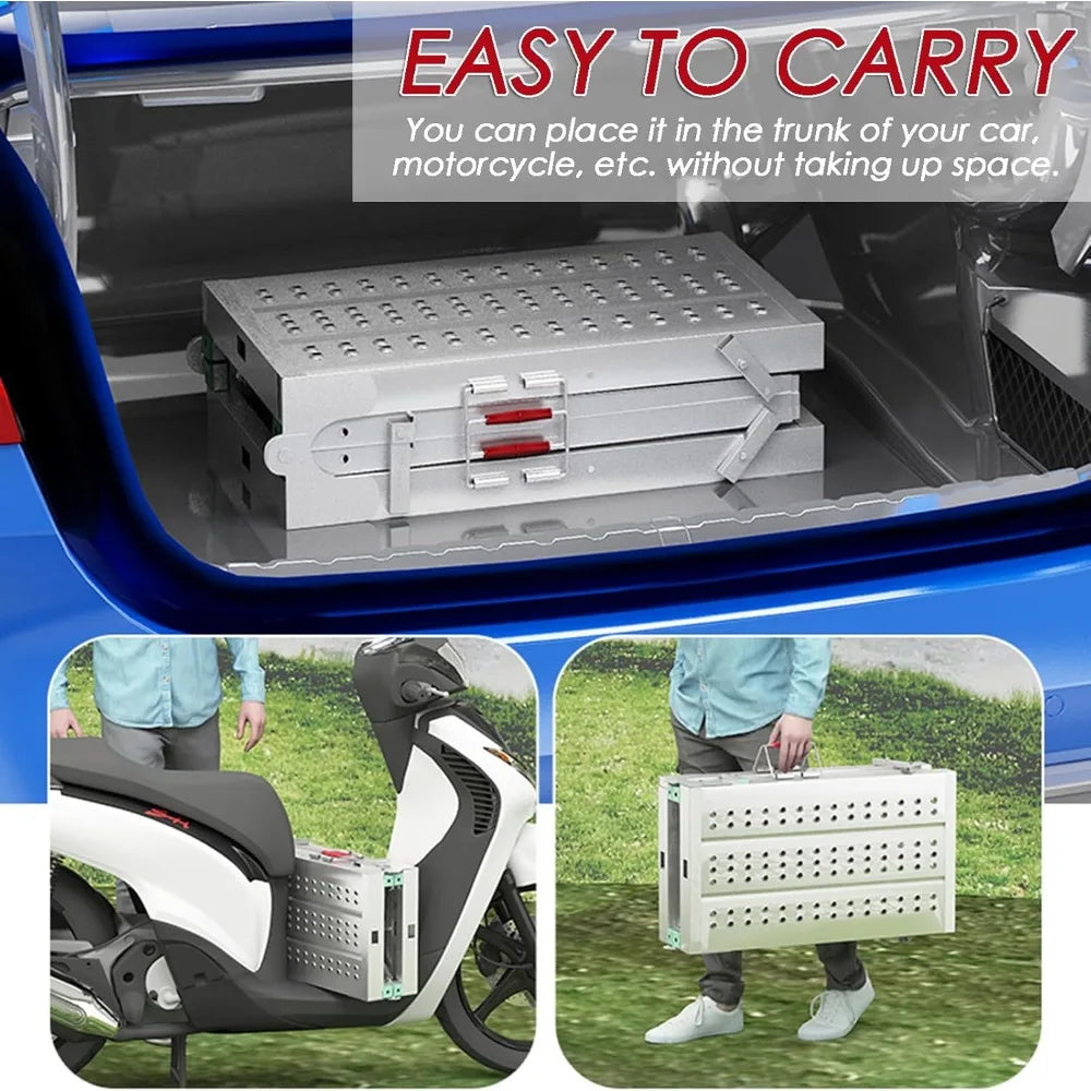 Scaffolding Platform Adjustable Height, Folding Work Platform, Aluminum Portable Scaffolding Ladder, Non-Slip Portable W