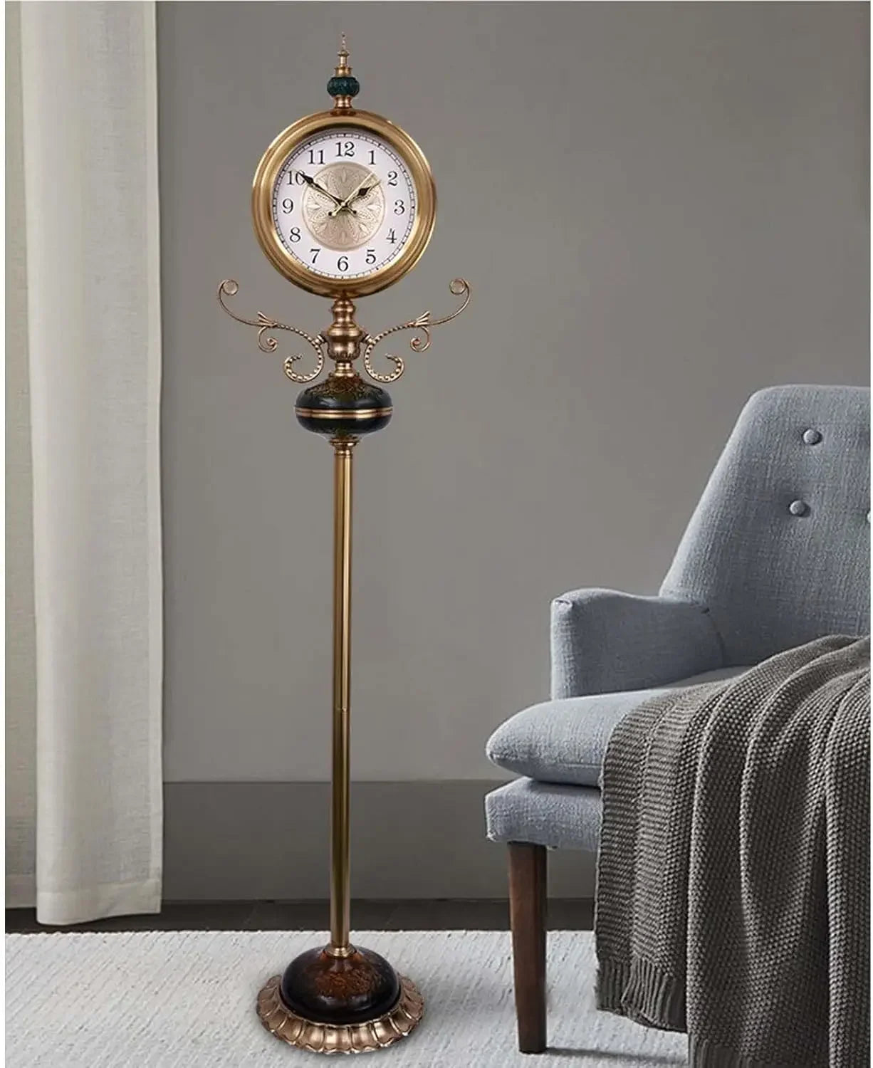 Floor Clock Crystal Glass Silent Battery Operated Home Office Living Room Decor Gift