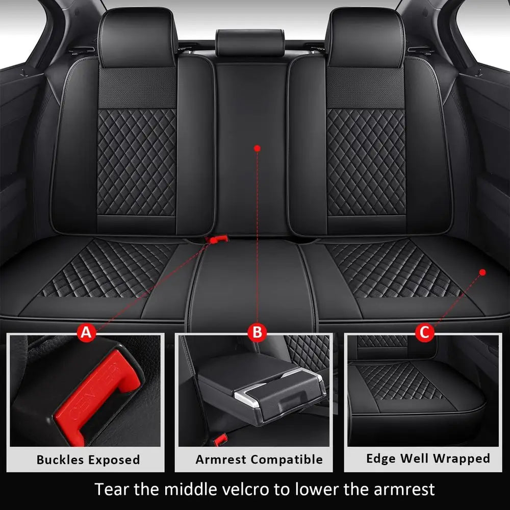 Full Coverage Waterproof Car Seat Covers Full Set Leather Car Seat Protector Automotive Seat Covers Universal Vehicle Cushion Co