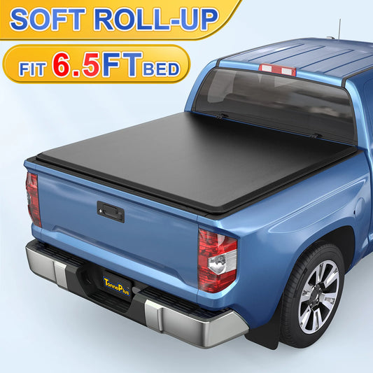 TonnePlus Soft Roll-Up Tonneau Cover Truck Bed Covers for 2007-2021 Toyota Tundra 6.5FT Bed ; Lightning | 6.5' (78.7") Bed |