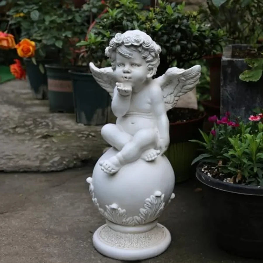 18in Angel Statue Cupid Sculpture Outdoor Decoration Patio Garden Decoration Porch Lawn Angel Garden Sculpture and Statuary Ang