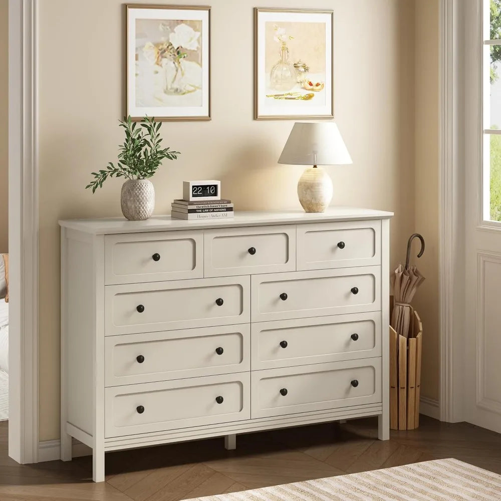 9-Drawer Dresser with Metal Handles Deep Drawers Large Wood Chest Bedroom Living Room Hallway, Custom