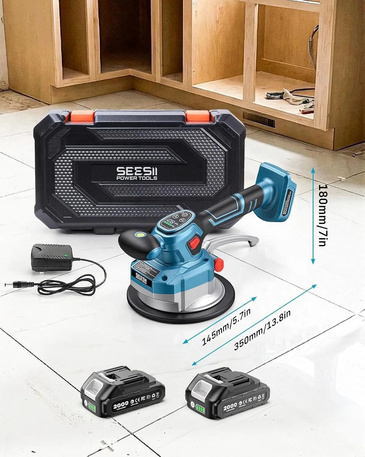 SEESII Tile Vibration Tool 145mm Vibration Leveling Machine 2000mAh batteries Tile Vibrator With 10 Speeds For Laying Floor Wall