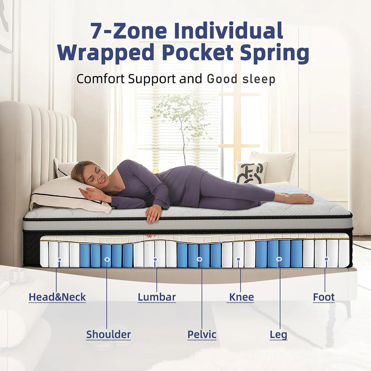 12 Inch Gel Memory Foam Hybrid Mattress,Twin Full Quenn King Individual Pocket Coil Innerspring Mattress for Pressure Relief & Motion Isolation, Medium Firm Mattress for Bedroom, CertiPUR‑US Certified