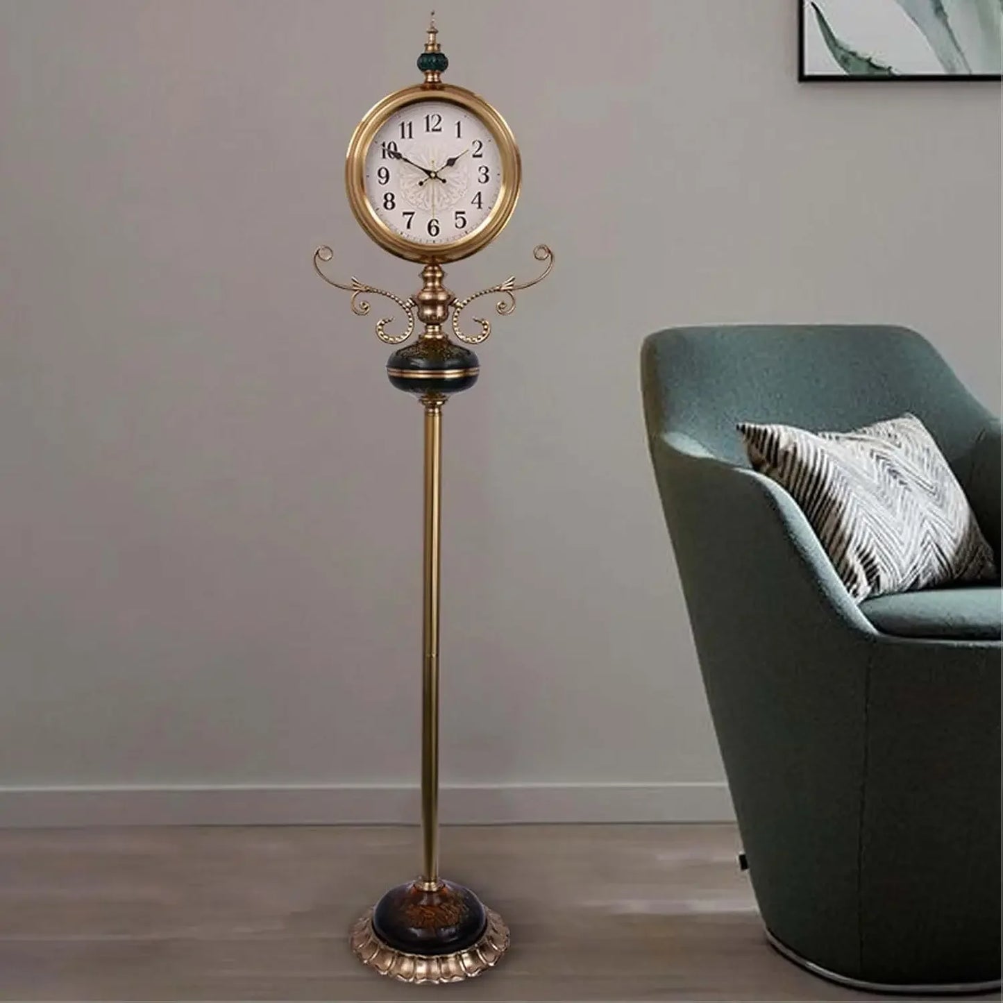 Floor Clock Crystal Glass Silent Battery Operated Home Office Living Room Decor Gift