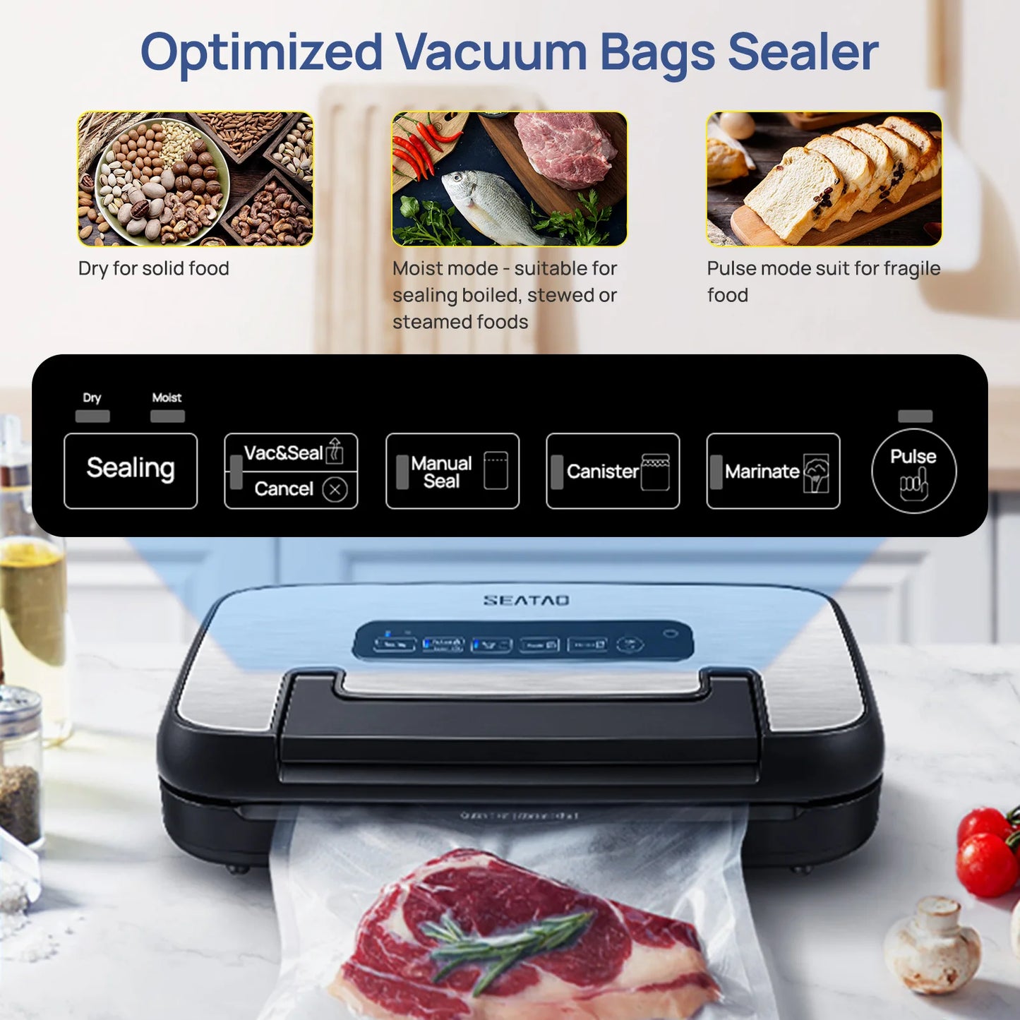 SEATAO VH5156 vacuum packing machine Automatic Multi functional built-in storage&cutting Vacuum sealer household