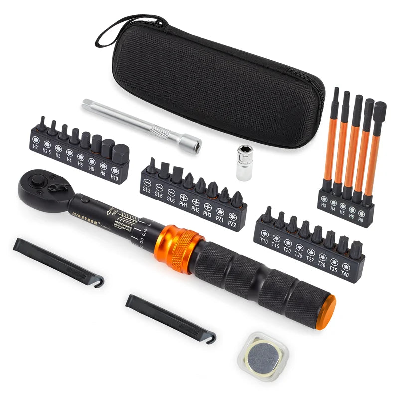 Waxtron 1/4‘’ Bicycle Torque Wrench 2-20N.m Hand Tools Portable 35Pcs Professional Torque Wrench For Bike (MTB) Cycling Repair