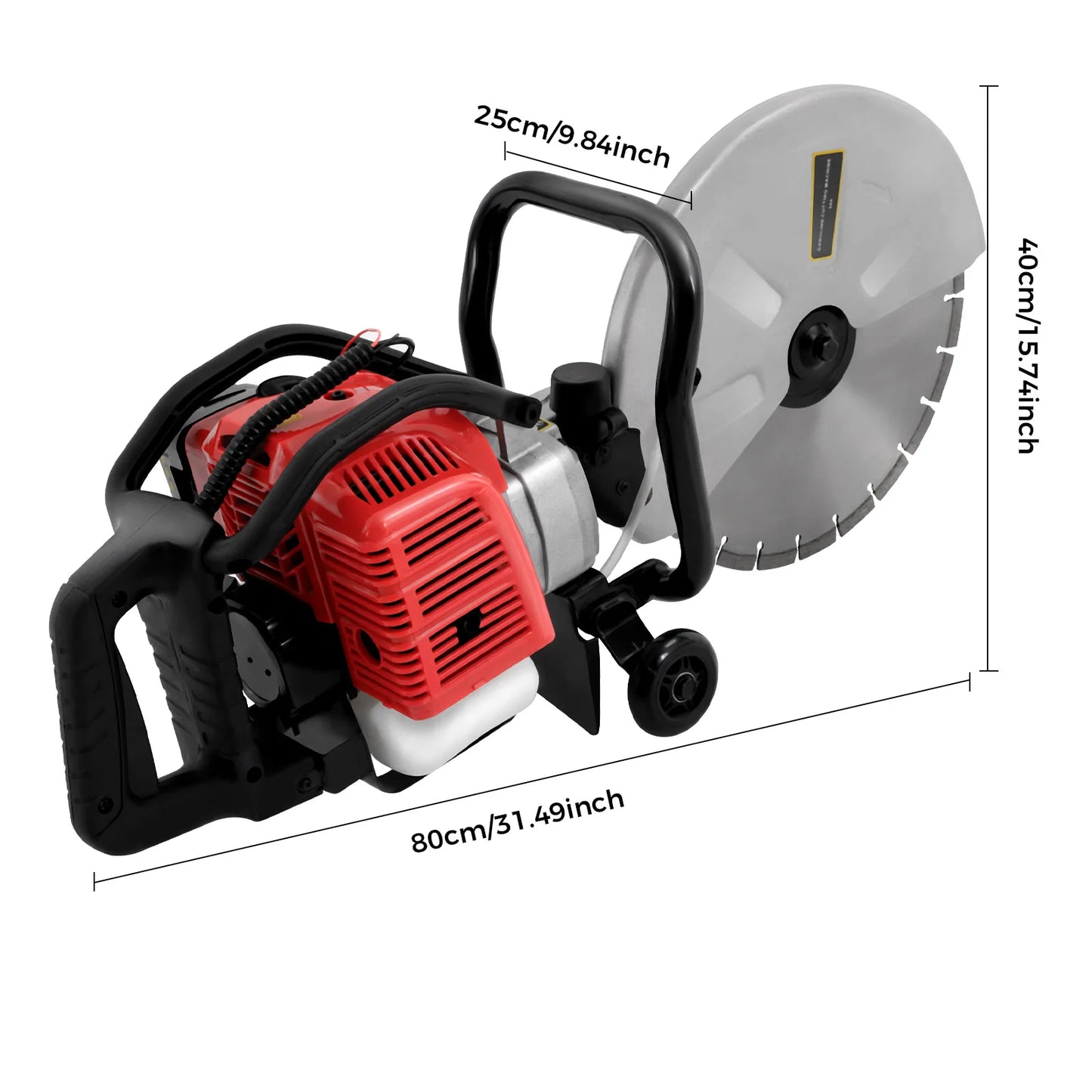 1400W Gasoline Concrete Cutting Saw Concrete Cutter Saw 52cc 2-Stroke Slotting Machine Saw for Cement Blocks, Stones