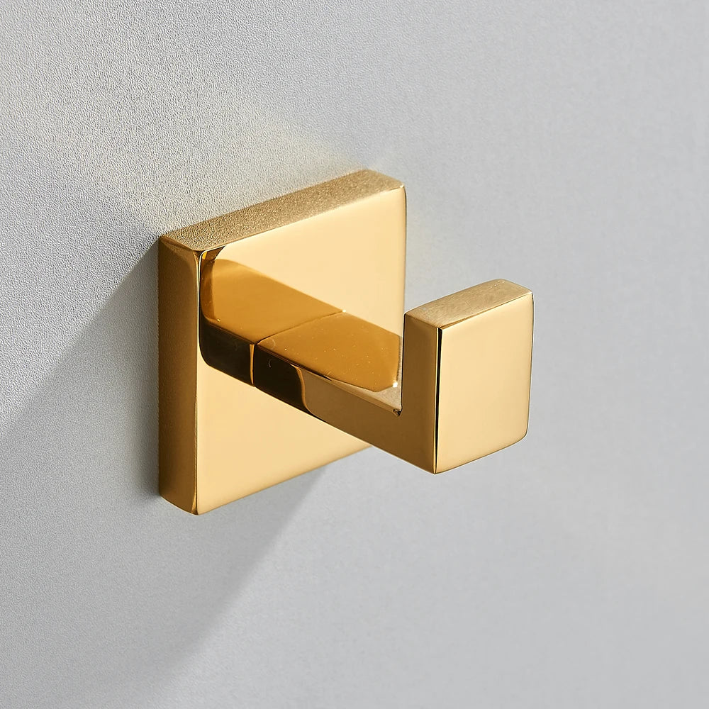 Brushed GoldBathroom Hardware Set Kit Accessories Wall Shelf Towel Bar Rack Rail Robe Hanger Toilet Brush Roll Paper Holder Dish