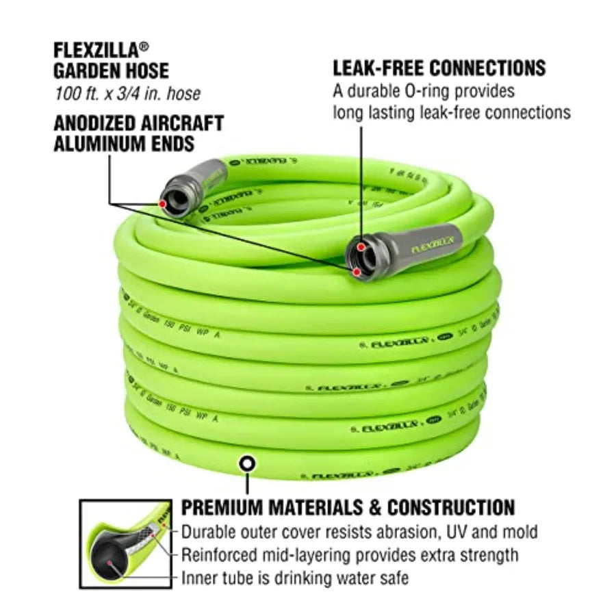 Heavy duty 3 4 in. x 100 ft garden hose designed for outdoor irrigation and watering plants lightweight construction for easy h