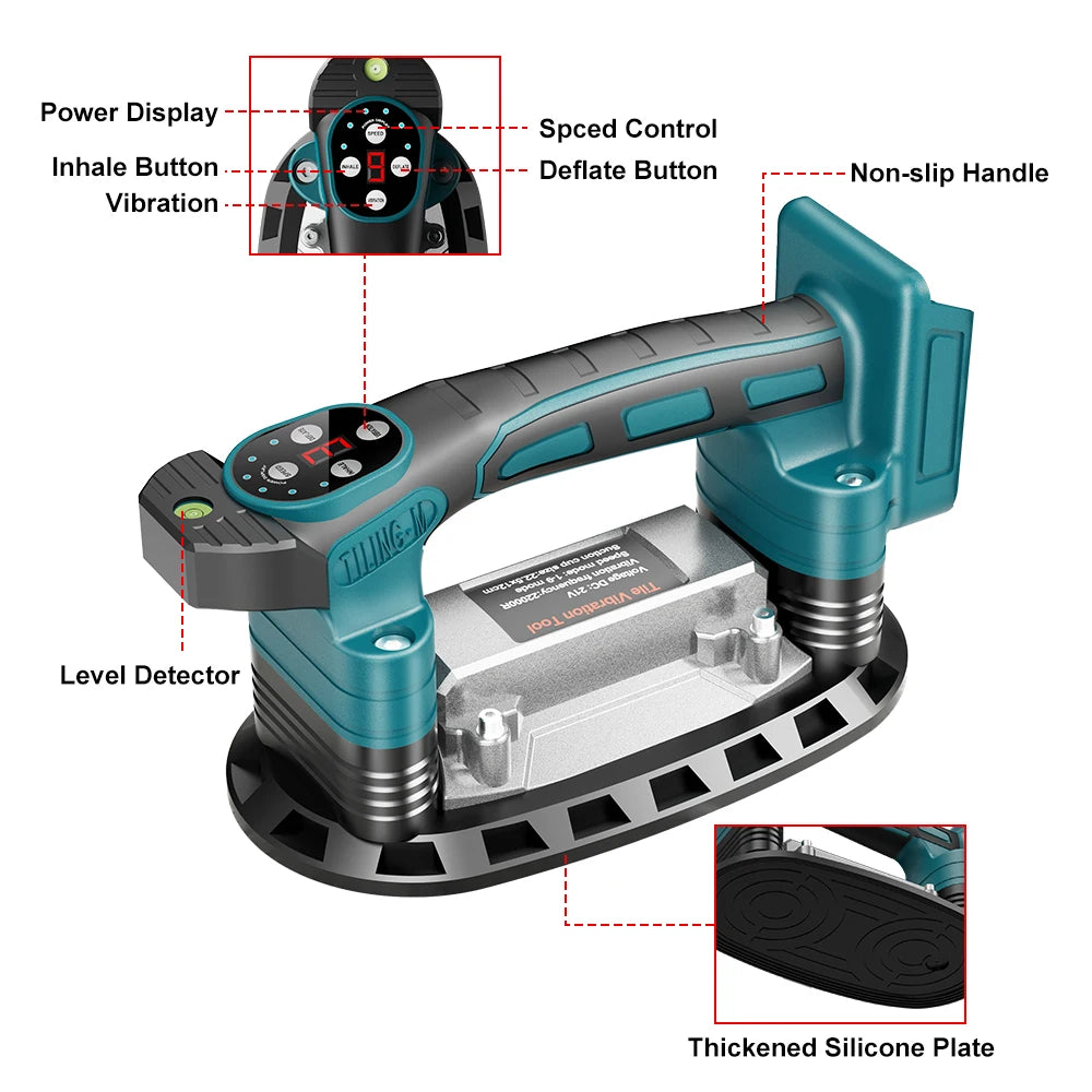 YEARTOP 9 Speed 500KG Tile Installation Tool Tile Laying Vibration Machine Vibrator Tiling Leveling Tool For Makita Battery