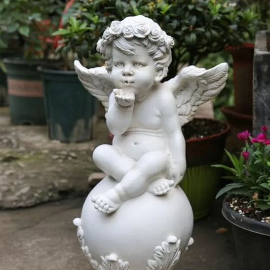 18in Angel Statue Cupid Sculpture Outdoor Decoration Patio Garden Decoration Porch Lawn Angel Garden Sculpture and Statuary Ang