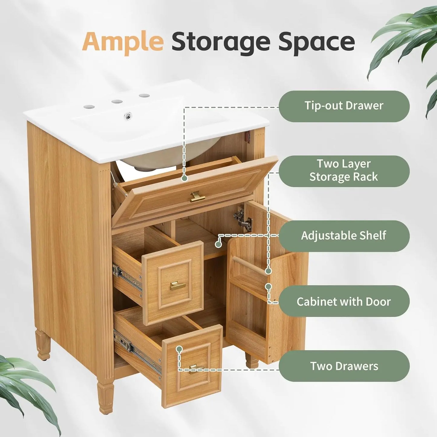 24-inch Bathroom Vanity with Sink Combo, Free-Standing Single Bathroom Storage Cabinet with One Flip Drawer,, Customized