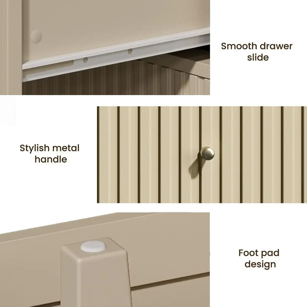 Modern Fluted 6-Drawer Beige Wood Dresser with TV Stand Storage for Bedroom and Living Room,Customized