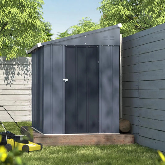 Outdoor Storage Shed 4x6 FT, Garden Tool Shed, Metal Lean-to Shed Kit for Backyard Lawn with Lockable Door and, Customized