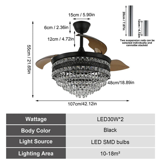 Modern Intelligent Ceiling Fan Lights  App Rc Adjustable 6 Level Speed Luminaire Bedroom Led Fandelier Lamp Indoor Pendant Light