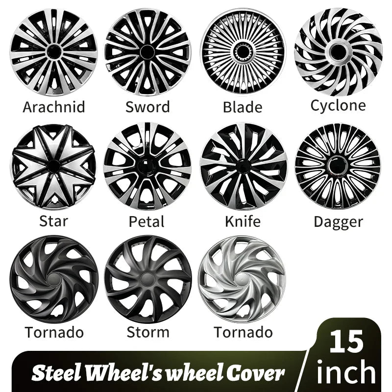 Sports Caps Rim 15inch Hub Cover for Iron Rim Wheel Cover Set of 4 Steel Replacement Plastic Hubcap for R15 Tire Car Accessories