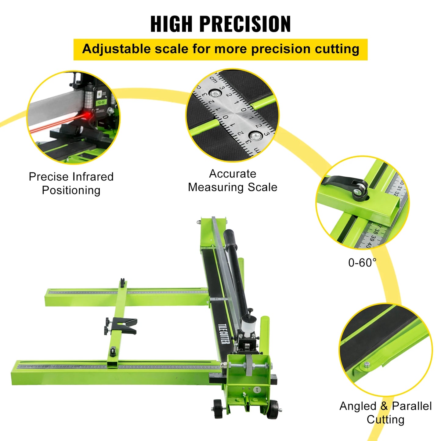 SucceBuy Manual Tile Cutter Infrared Laser Positioning Floor Cutter Push Knife Professional Tool for Cutting Porcelain Ceramic