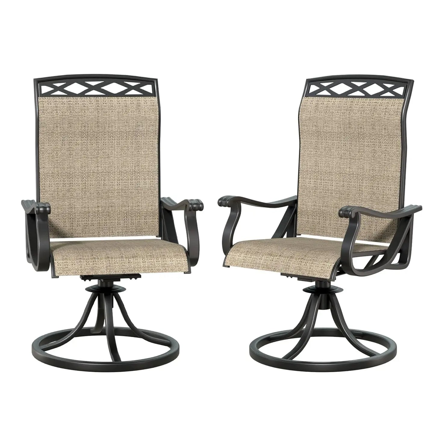 360° Swivel Rocker Patio Chairs Set 2 All Weather Ergonomic High Back 15° Rocking Outdoor Dining 2pc Custom