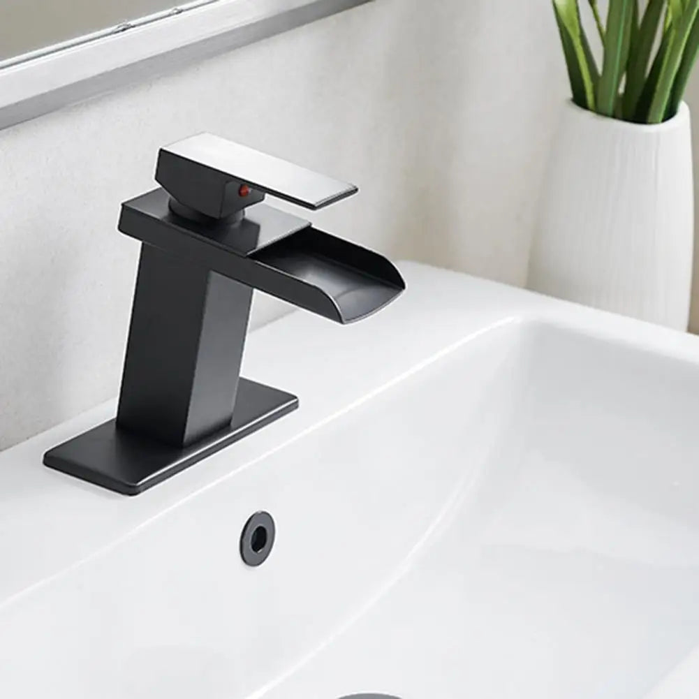 Matte Black Basin Faucet Mounted Single Lever Bathroom Crane Waterfall Brushed Nickel Bathroom Tap Hot Cold Water Mixer Taps