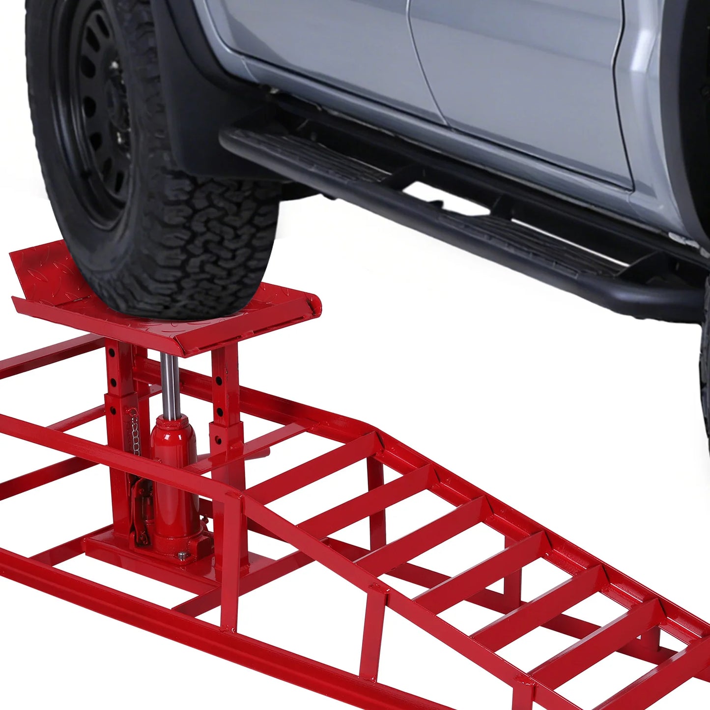 2Pcs Hydraulic Vehicle Repair Ramp 5 Ton Capacity Portable & Adjustable Car Ramp for Routine Tire Replacement