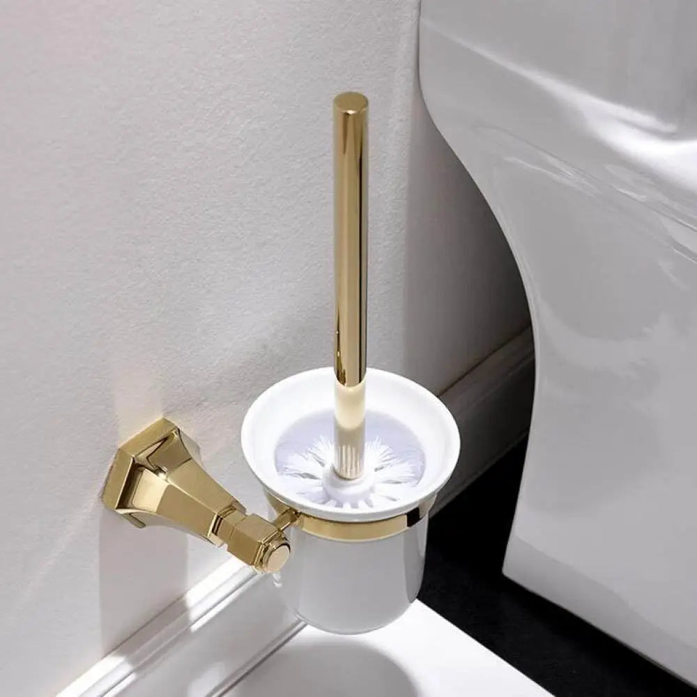 Golden Brass Geometric Bathroom Hardware Set Towel Shelf Soap Dispenser Toilet Brush Towel Bar, Customized