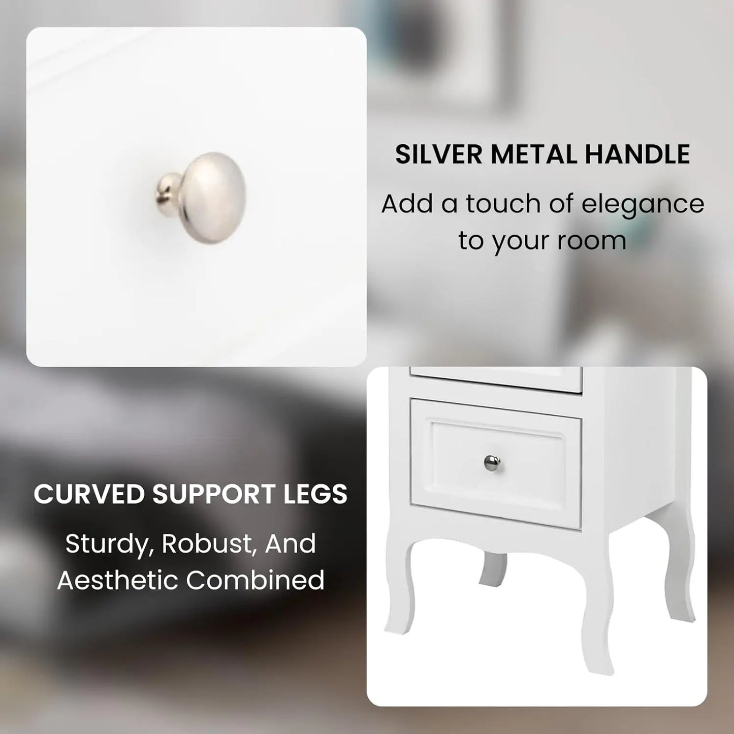 White Nightstand Set of 2. Farmhouse End Side Table Set of 2 Bedside Nightstands Chest with Drawers Small Night, Customized