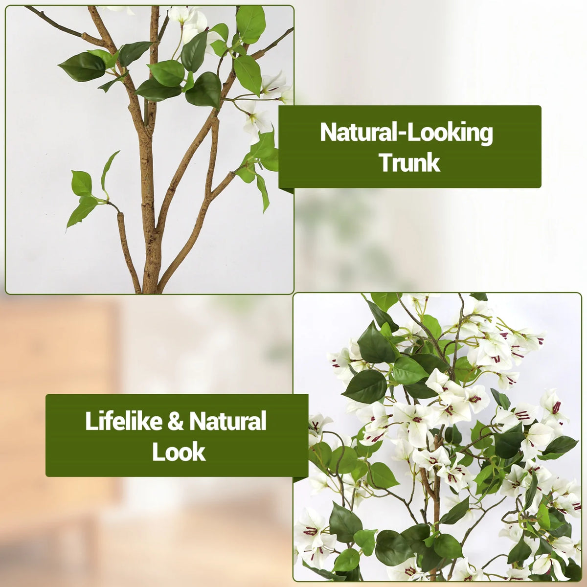 5FT tall Artificial tree in a pot, lifelike artificial potted plant with flowers for office, wedding and home Decor