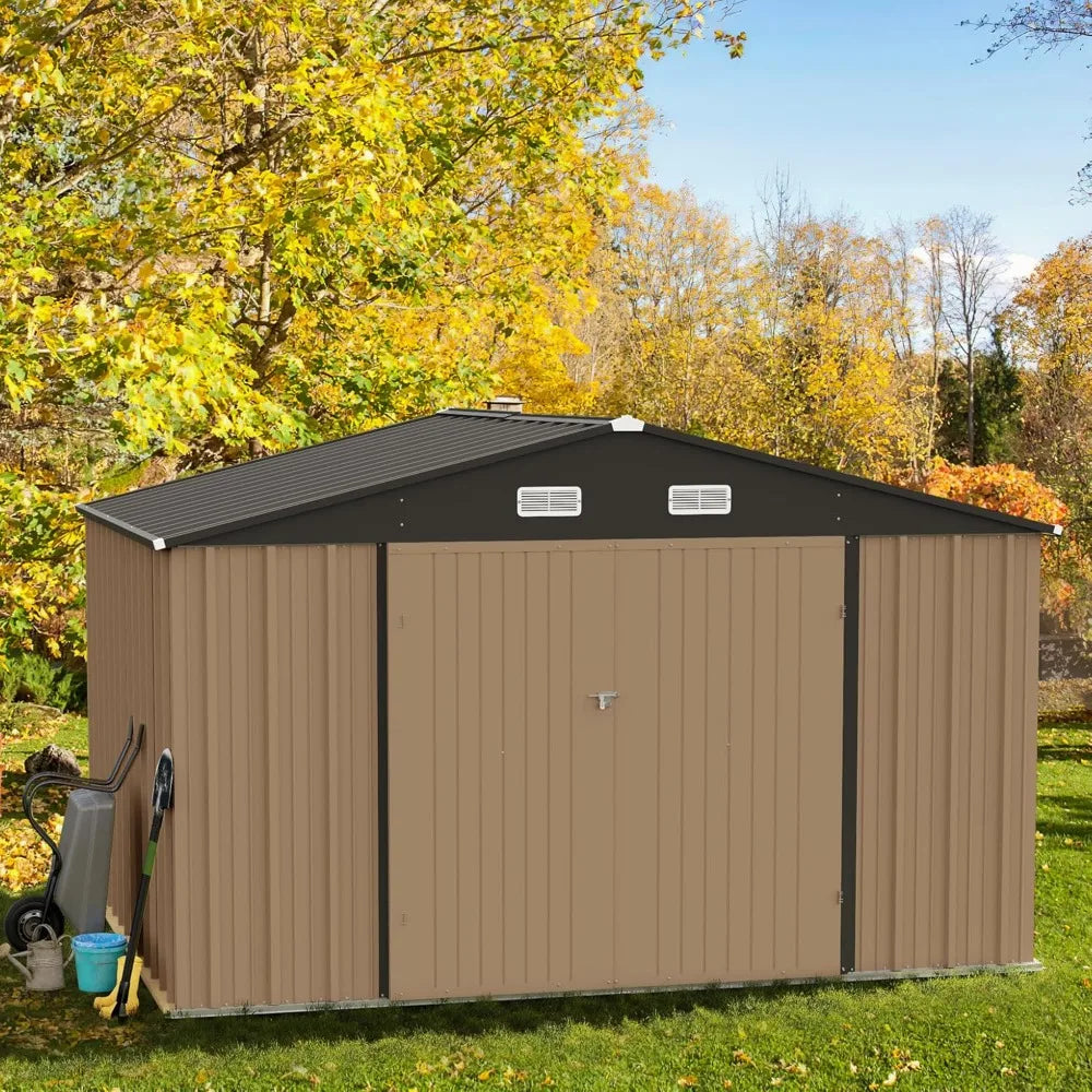 10 x 8 FT Shed Outdoor Storage Shed Metal Garden Shed with Lockable Door Outside Waterproof Tool for Backyard,Customized